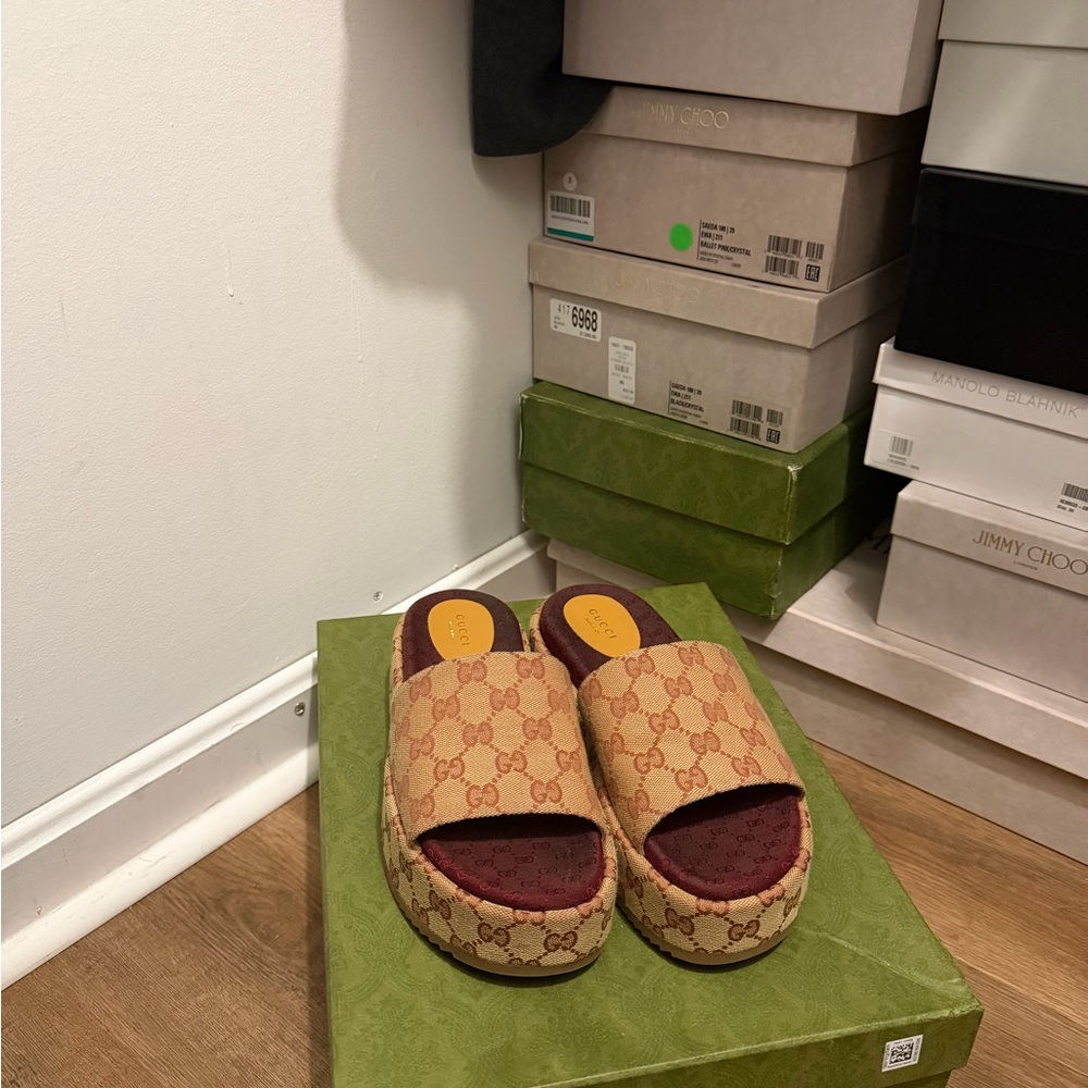 Gucci GG Monogram Platform Slide Sandals
